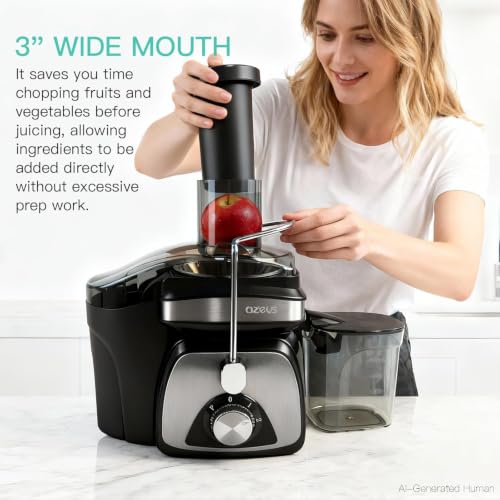 Image of AZEUS Centrifugal Juicer Machines, Juice Extractor with Germany-Made 163 Chopping Blades (Titanium Reinforced) & 2-Layer Centrifugal Bowl, High Juice Yield, Easy to Clean, Anti-Drip,100% BPA-Free