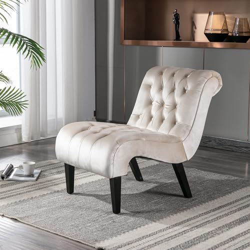 ZONJIE Sessel Wohnzimmer, Ohrensessel Schlafzimmer, Relaxsessel Lesesessel, Armlehnensessel Relax Sessel Lounge Sessels, Samt Gepolstertes Sofa fürs Wohnzimmer Schlafzimmer Arbeitszimmer (Beige)