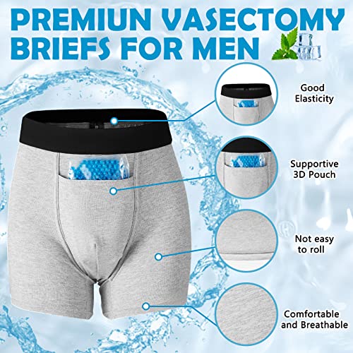 Janmercy 2 Pcs Vasectomy Underwear with 2 Custom Fit Ice Packs for Testicular Support and Pain Relief Vasectomy Support Snug Briefs Gift for Men Multicolored2