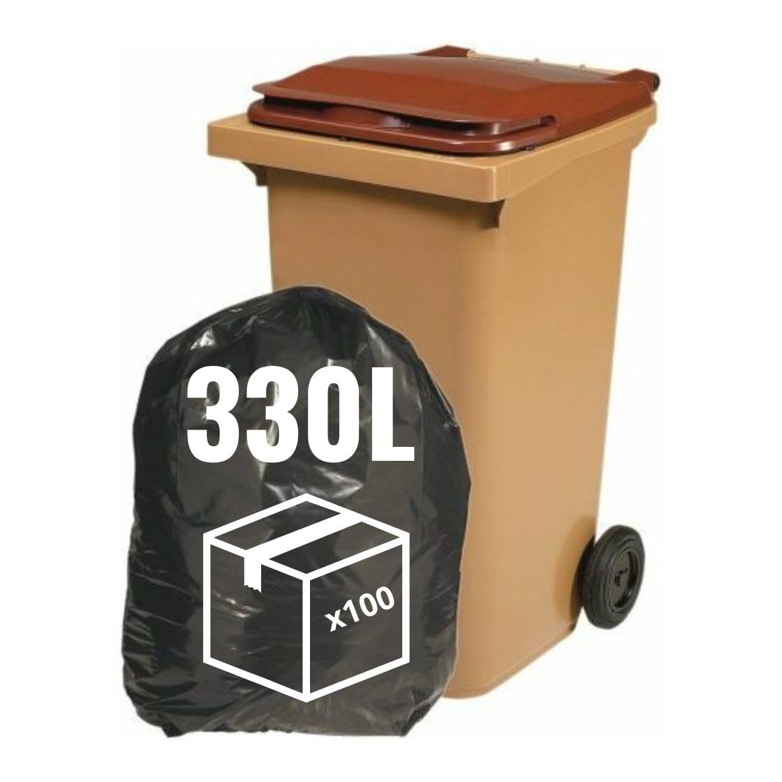 330L Müllsack – 30 Mikron dick, 710 x 1350 mm – Schwarz, extra stark, ideal für 2-Rad-Mülltonnen – Anti-Schmutz, Anti-Geruch, Anti-Reinigung