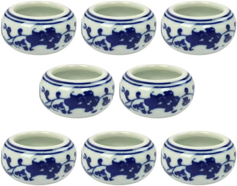 SEWACC 8pcs Ceramic Calligraphy Ink Dish Pigment Storage Plate Small Sturdy Inkwell Set for Traditional Chinese Painting and Brush Washing Art Supplies