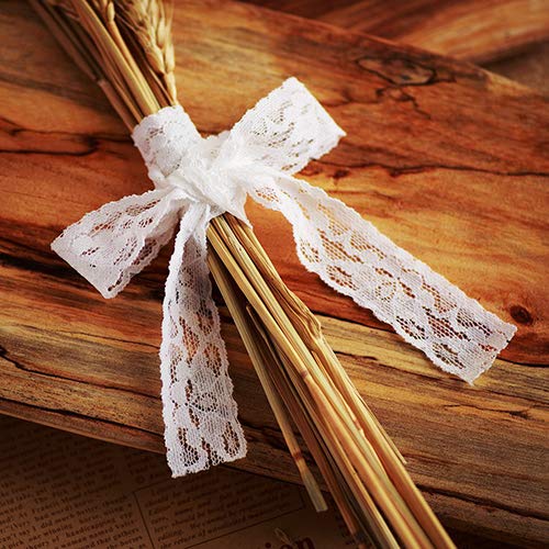 JUCOXO 1" Wide x 25 Yards Elastic Floral Pattern White Lace Ribbon for Decorating, Floral Designing and Crafts