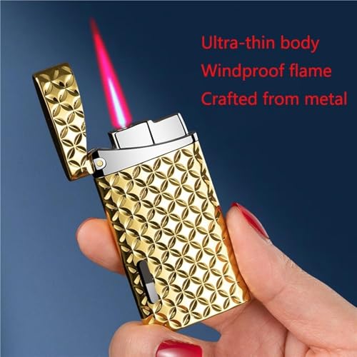Encendedor metálico mini ultrafino portátil dorado miniatura 2