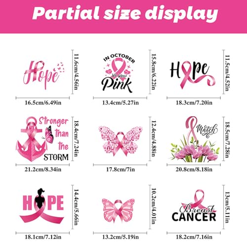 9 hojas adhesivos ventana rosa conciencia cáncer miniatura 5