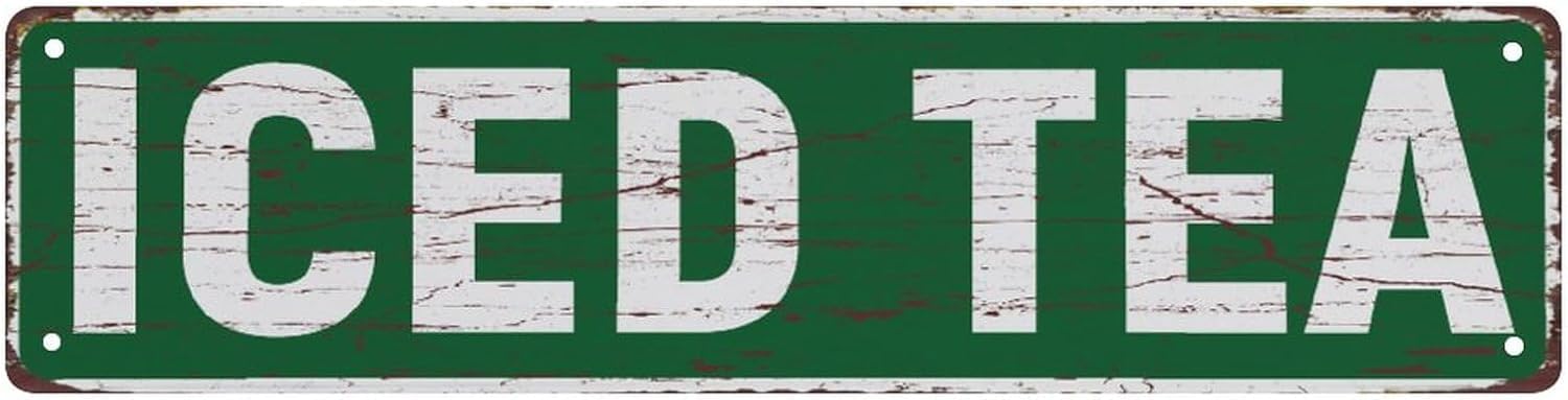 peiyeety Vintage Metal Tin Sign Iced Tea Vintage Sign, Retro Wall Decor for Home, Bar, Garage, Cafe, Man Cave, Kitchen, Diner, Rustic Wall Art for Indoor and Outdoor Decoration, 4x16 Inch