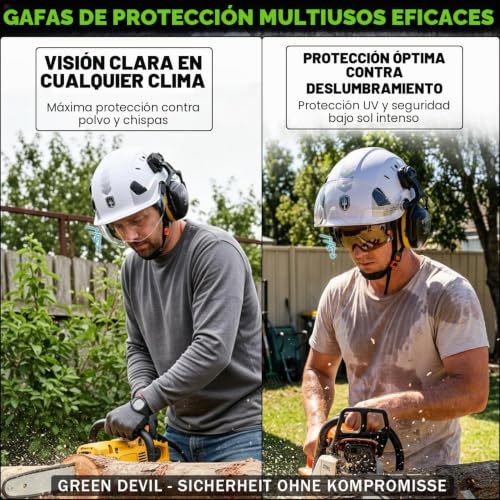 Casco de seguridad forestal GREEN DEVIL con gafas dobles y silenciador ABS 3