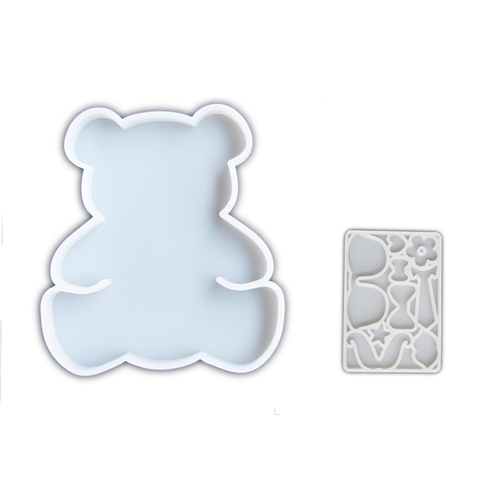 LiRRvb 2Pcs Bear Plaster Molds for Gypsum Decorations, Birthday Gift, Bear Silicone Fondant Mold for Chocolate Cake Decoration Creative Crafting Supplies
