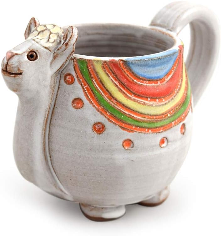 Modern Artisans Dolly the Llama American Made Stoneware Pottery Coffee Mug, 14-oz