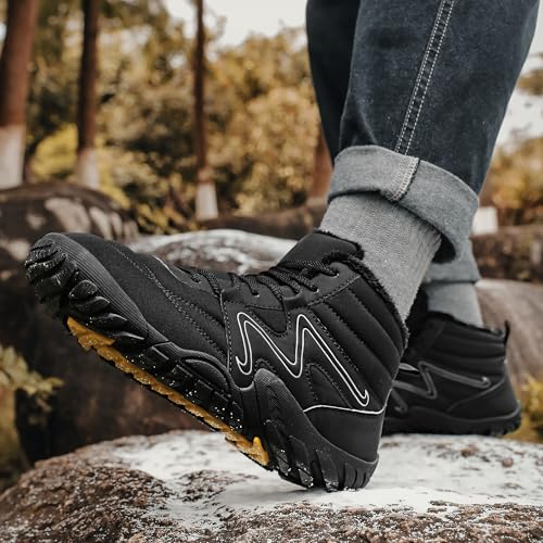 Mens Womens Winter Hiking Boots Wide Toe Box Warm Snow Boots Minimalist Barefoot Boots Zero Drop Sole Waterproof Non-Slip Ankle Booties4