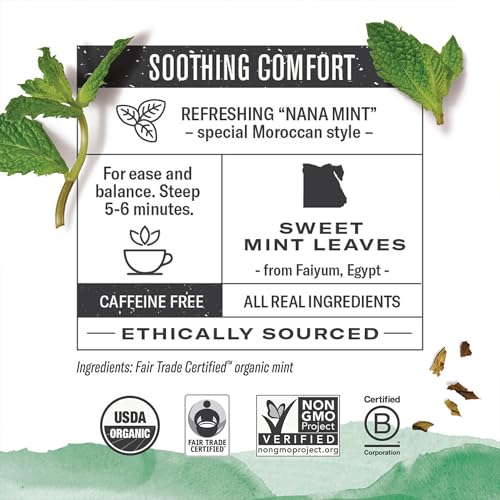 Image of Numi Organic Moroccan Mint Tea, 54 Herbal Tea Bags, Caffeine Free