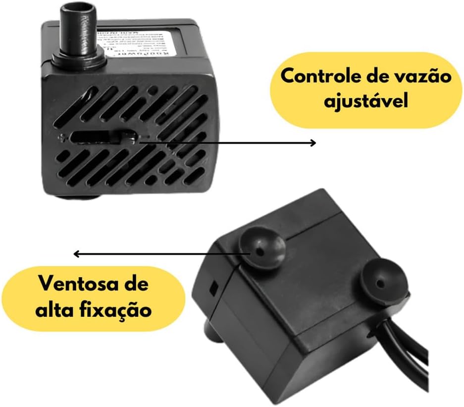 Bomba Submersa para Aquário, Fontes e Bebedouros Pet – Bivolt, 200 L/H, Silenciosa, Econômica e com Elevação de até 60cm