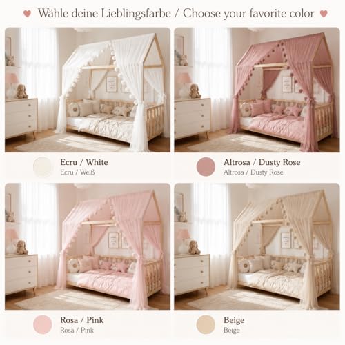 Miniatura 6 de Dosel Para Cama Infantil, Color Rosa Viejo, Para Cama Infantil, Dosel, Cortina De Cama, Dosel Para Niñas, Princesa, Habitación Cielo Rosa Viejo Sin Mariposas, 380 Cm, Sin Mariposas