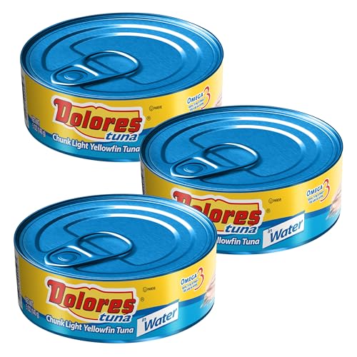 Dolores Tuna Chunk Light Yellowfin Tuna in Water, 5oz Canned Tuna (Pack of 3)