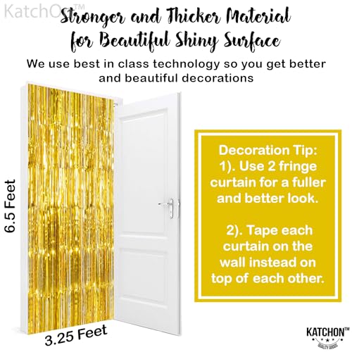 Image of KatchOn, Gold Fringe Backdrop - Pack of 2 | Golden Birthday Party Decorations | Gold Streamers for New Years Decorations 2026 | | New Years Eve Party Supplies 2026 | Hawaiian Party Backdrop