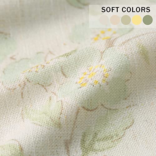 Leeva Rustic Kitchen Tier Curtains Green Floral Printed Linen Blended Half Window Curtain For Dining Room Rod Pocket Cafe Window Treatment Small Drapes, 2 Panels Set, 30 X 24 Inch #TOP5