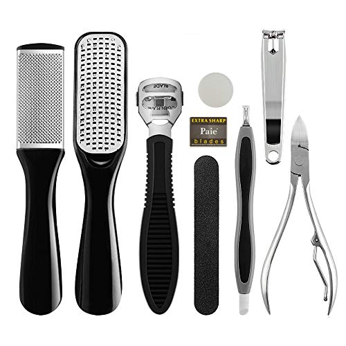 Foot File Pedicure Kit Professional Feet Peel Dead Skin Callus Remover Clipper Scraper Rasp Set for Men Women Salon Home Use