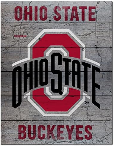 KH Sports Fan 16"x20" Ohio State Buckeyes Road to Victory Collage Pallet Pride Plaque, Gray