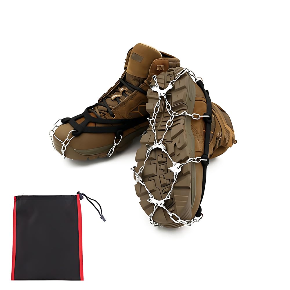 TONGIHS 2 Pcs Ice Cleats,for Climbing,Hiking,Jogging,Fishing,Walking,Black
