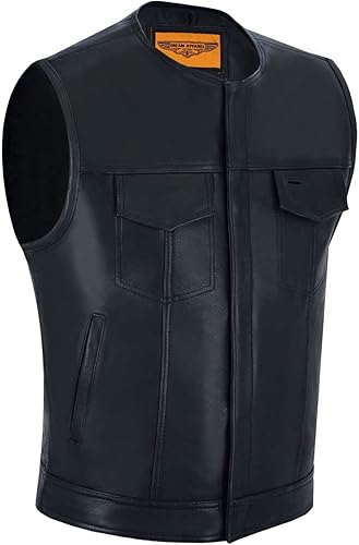 GARGOYLE BELLS Chaleco de cuero para hombre, estilo SOA, con bolsillos para pistolas, chaleco para motociclista, para hombre