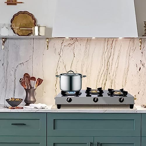 Miniatura 4 de Estufa de propano de 3 quemadores - Estufa de camping de acero inoxidable para autocaravana - Estufa de propano portátil Quemadores de gas para