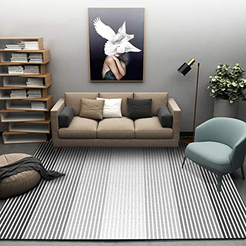 Pmnadfdag Alfombra Salón 100 x 160 cm Antideslizante y Lavable,para Dormitorio Pasillo Comedor Decorativa Rayas Geométricas Modernas Grises.
