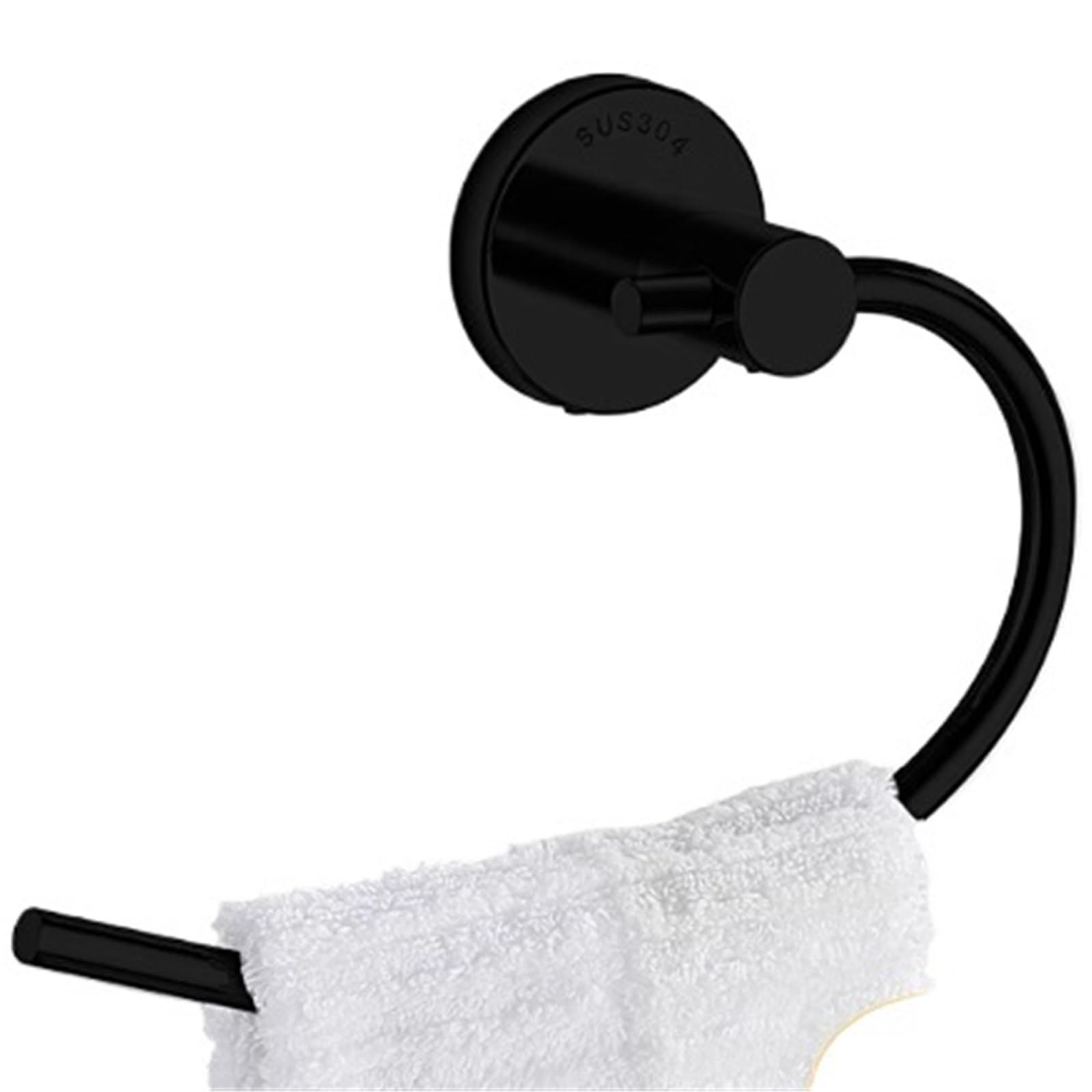 Porte-serviette en acier inoxydable noir au design ovale contemporain pour salle de bain