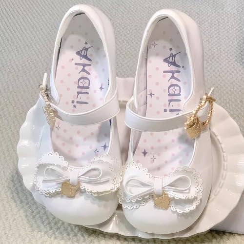 ZQW Sweet Mary Jane Ballet Flats for Women Japanese Kawaii Cute Bow Round Toe Leather Shoes Comfortable School Walking Outfit3