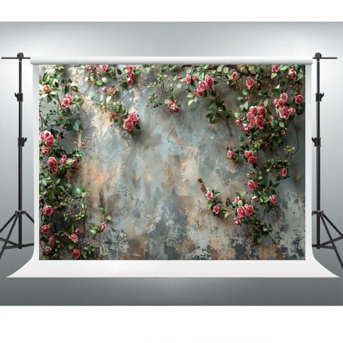 Fondo Fotográfico YongFoto Retro Floral 7x5ft Verde miniatura 3