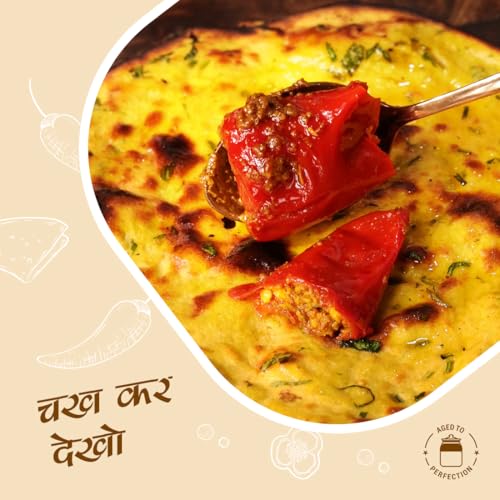 Image of Add Me Red Stuffed Chilli Pickle 1 kg bharwan lal mirch ka achar 500gm + 500gm laal mirchi ka Pickles Homemade Banarasi recipe Glass Jar