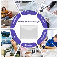 20 Stück Dokumententaschen A5 zum Abheften, Wasserdichte Klarsichthüllen A5 Dokumentenmappe mit 7 Löchern und Klettverschluss, A5 Ordner Transparent für Dateien Karten Dokument Organisation – Ansicht 7