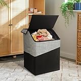 PrettyKrafts 75 L Foldable Laundry Basket with Lid & Handles | Large Capacity Fabric Storage Bin for Laundry, Toys & Household Items | Bedroom, Kids Room & Apartment Solution