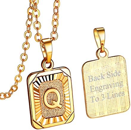 FOCALOOK Letter Pendant Necklace for Women Men Stainless Steel/Gold Plated Initials Jewellery Captial A-Z Alphabet Charm Adjustable Chain 20"+2"inches