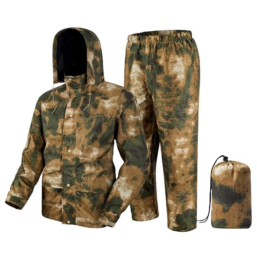 Image of Rain Suit, Rain Gear for Men Waterproof, Camo Rain Jacket, Lightweight Rain Coat