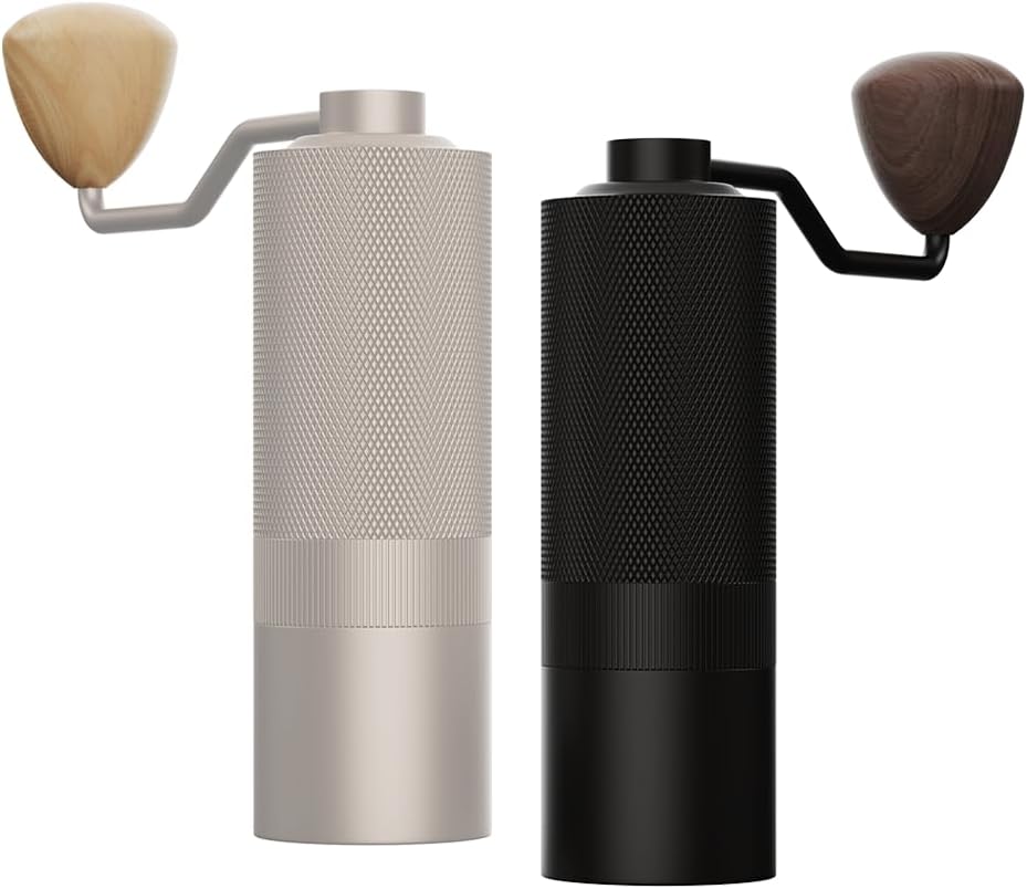 MAVO Manual Coffee Grinder, 2 Pack Wizard Hand Coffee Grinder, Capacity 25g with CNC Stainless Steel Pentagon Conical Burr, Burr Coffee Bean Grinder for French Press, Pour Over Black & Silver