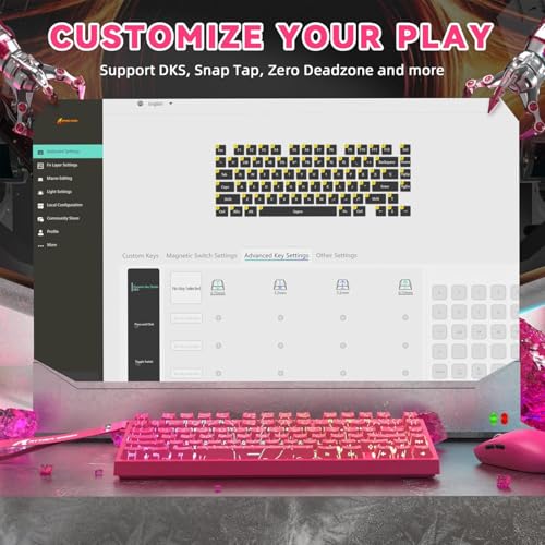 Image of ATTACK SHARK R82HE Rapid Trigger Wired Mechanical Gaming Keyboard TKL NKRO RGB with 8K Polling,0.005mm Accuracy,256K Scan Rate,5 Layer Sound Damped,Hall Effect Magnetic Switch for PC Mac(Rose Contour)