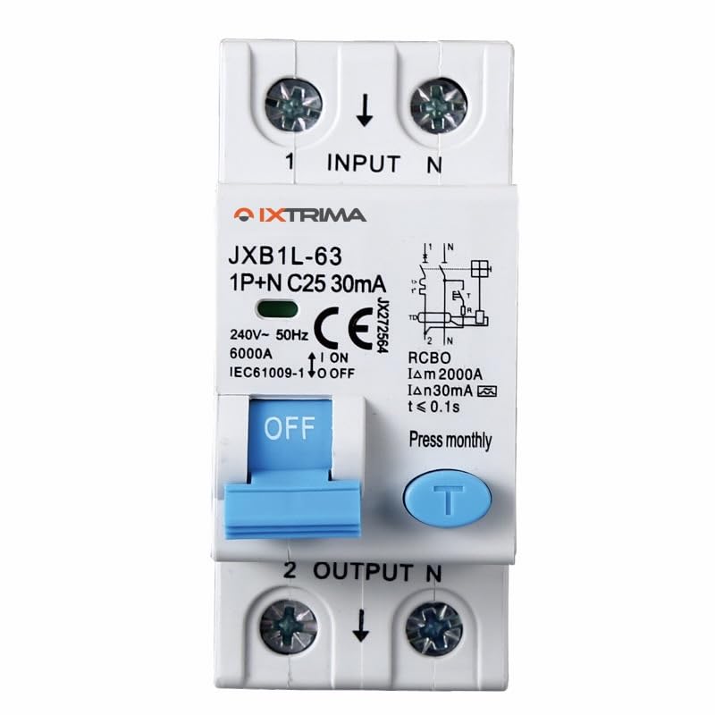 Interruttore Magnetotermico Differenziale 1P+N 25A 30mA 220V-6KA CLASSE A 2 MODULI 30mA per Guida DIN - Protezione Circuiti e Sicurezza Impianti