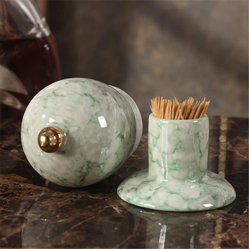 Ceramic European Toothpick Box Toothpick jar Household Living Room Dining Table Decoration(D)