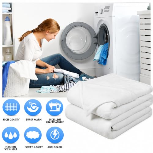 Image of EASELAND Soft Blanket Warm Fuzzy Microplush Lightweight Thermal Fleece Blankets for Couch Bed Sofa,California King 102X108Inch,White-with Stripe