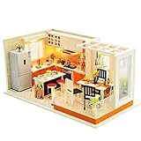 Spilay Dollhouse Miniature with Furniture,DIY Dollhouse Kit Mini Modern Kitchen Home Model with Music Box ,1:24 Scale 3D Puzzle Creative Room Toys Best Christmas Birthday Gift for Lovers and Children