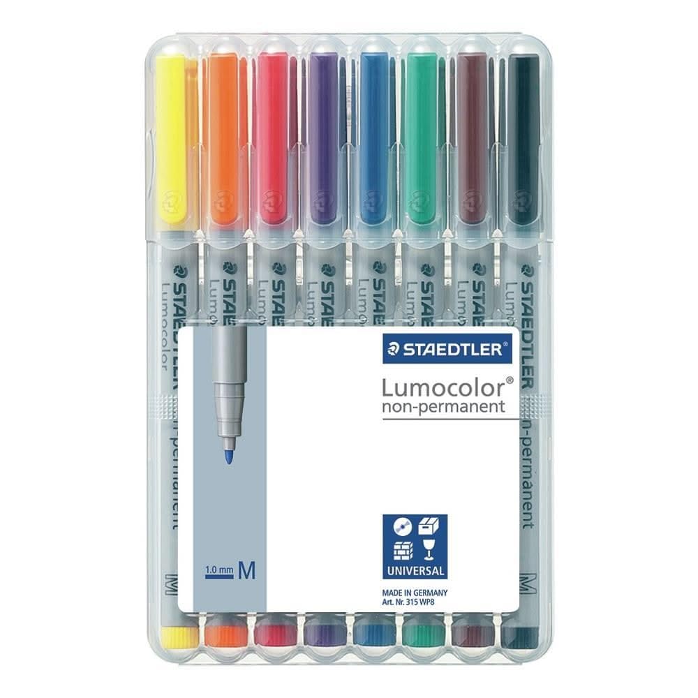 Lumocolor 315 - Etui chevalet STAEDTLER box 8 feutres non-permanents pointe moyenne 1 mm assortis
