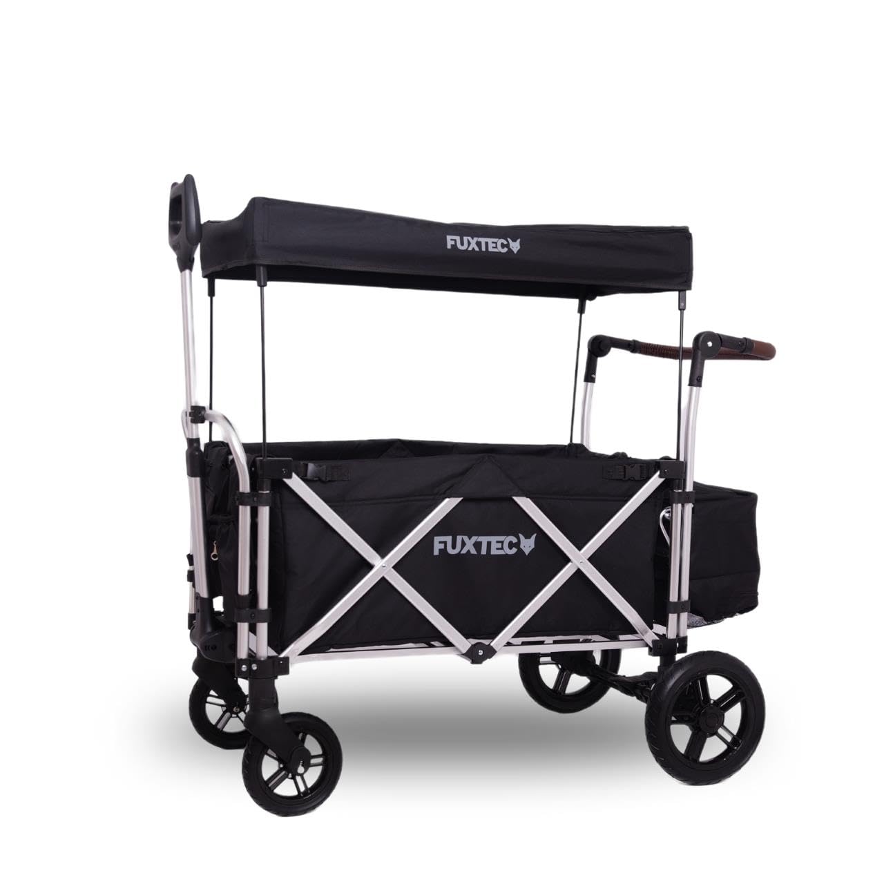 FUXTEC Carro Plegable FX-CTL900 Premium Negro, el Original, Fux Family Collection, Carro de jardín para el Transporte de niños, Playa, Ciudad, Bosque, Tirar o Empujar - Capacidad de Carga 75 kg