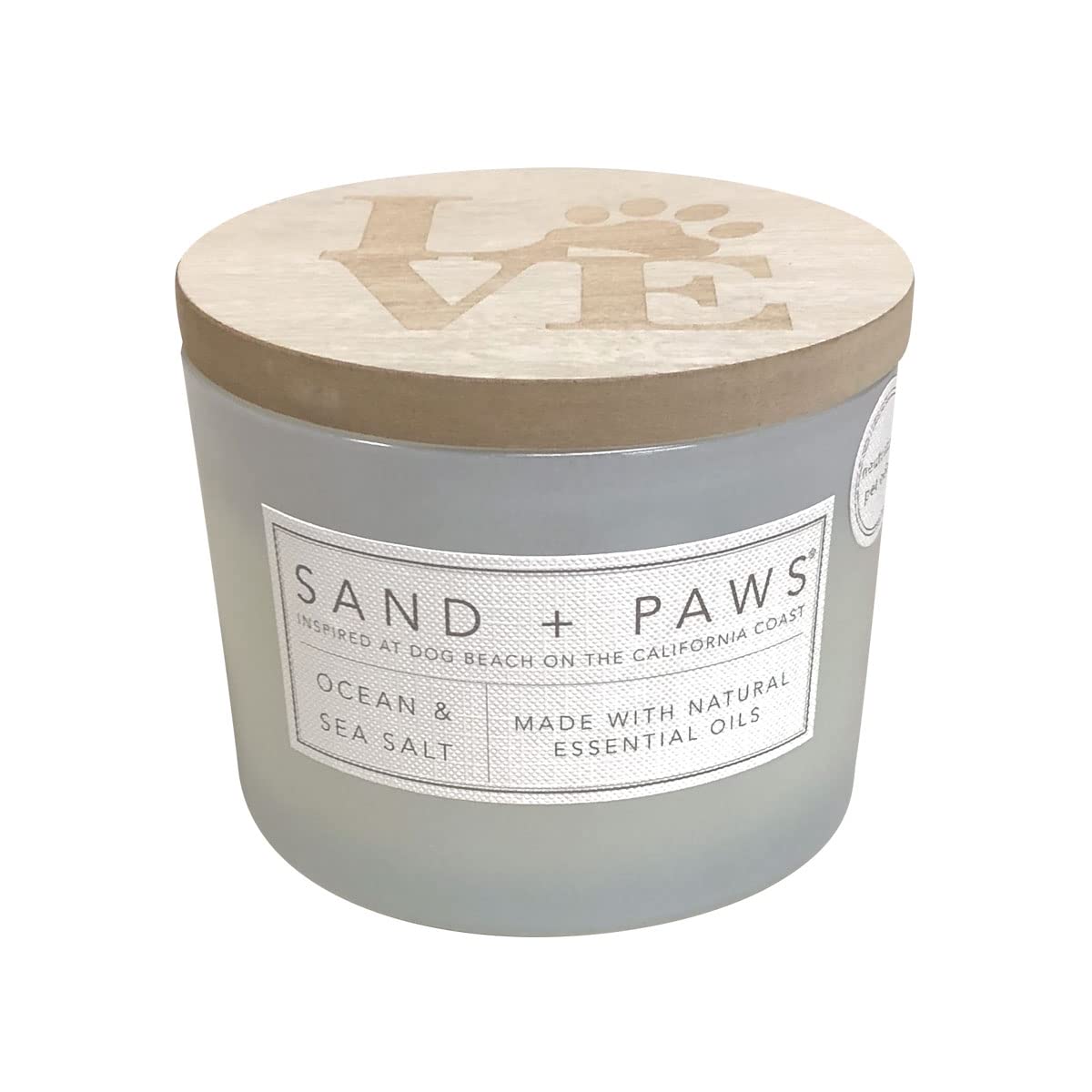 Sand + Paws Scented Candle - Ocean & Sea Salt - Additional Scents and Sizes –Luxurious Air Freshening Jar Candles Neutralize pet Odors and Enhance Home décor – 100% Cotton Lead-Free Wicks - 12 oz