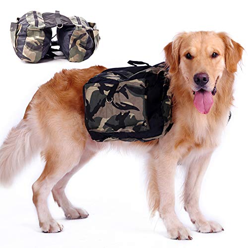 PJDDP Großer Hunderucksack,Hund Packtaschen Doppeltasche, Verstellbare wasserdichte Schultertasche Satteltasche Radtasche Hundegeschirr, Hound Travel Outdoor Hund Rucksack Für Mittelgroße Hunds,L