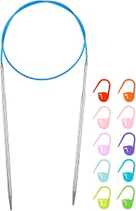 HARFINGTON Knitting Needles Size US 5(3.75mm) Circular Needle 26 Inch(65cm) Round Metal Stainless Steel Needle for Handmade Projects DIY Knitting