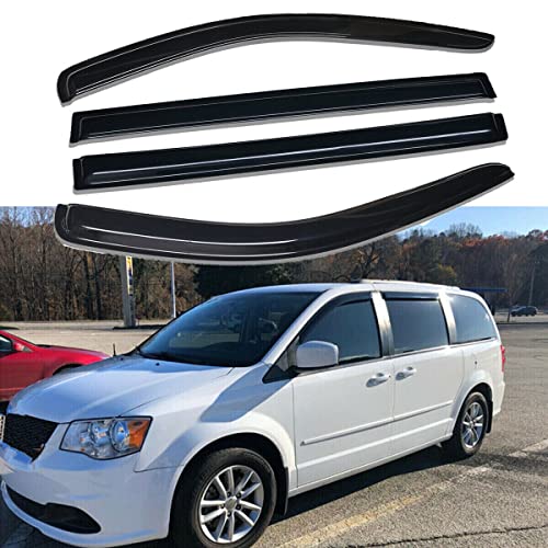 Vicojetor 94251 Waterproof Sunproof Rain Guards Set, 4Pcs Out-Channel Protective Side Window Wind Deflectors, Window Visor Fit For 2008 - 2016 Chrysler Town & Country, 2008 - 2020 Dodge Grand Caravan #TOP11