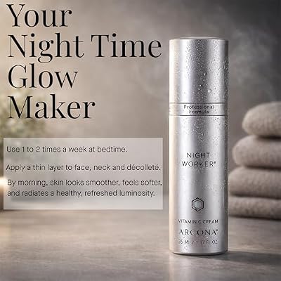 ARCONA Night Worker Vitamin C + Lactic Acid Repair Cream 1.17 oz Skin Brightening Night Moisturizer, Targets Dullness, Fine Lines & Dryness | Clean Beauty | For All Skin Types