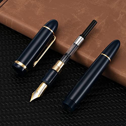 Image of erofa Jinhao X159 Fine Nib Fountain Pen, Dark Blue With Golden Clip Acrylic Big Size Writing Pen