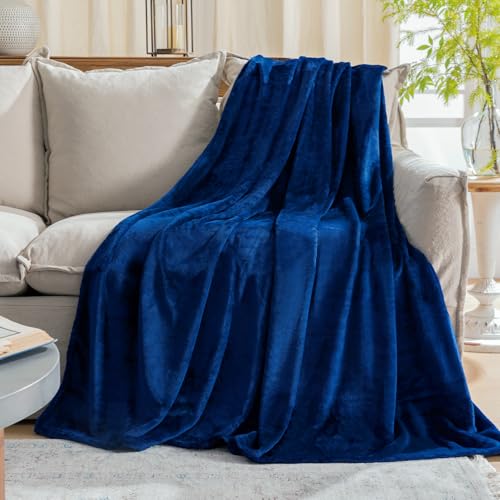 Image of JIAHANNHA Classic Blue Fleece Throw Blanket for Couch Sofa, 50 by 60 Inches | Throw Size Super Soft Cozy Plush Blanket for Couch Sofa Bed,Lightweight Warm Bed Blankets for Adults,All Season