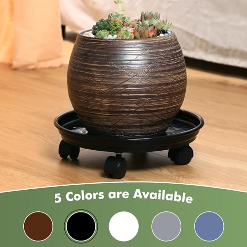 Planterhoma 6 Packs Plant Caddy With Wheels 11.8 Inch Plastic Rolling Plant Stands Heavy-Duty Plant Dolly With Casters Indoor Outdoor Wheeled Plant Roller Base Large Planter Saucers Plant Mover thumb #2
