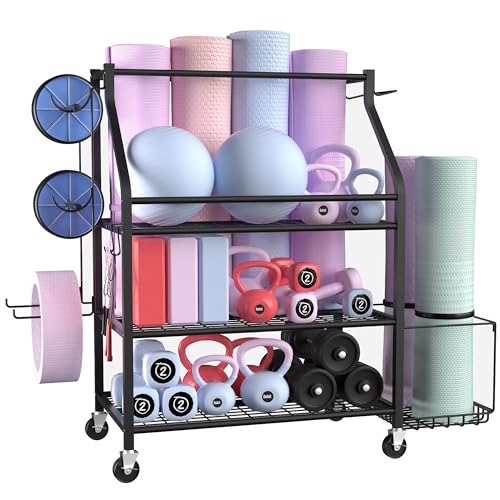 Dumbbell Rack Stand,Weight Rack for Home Gym,Yoga Mat Holder,Kettlebell Rack Squat Rack Gym Equipment for Home Storage Black